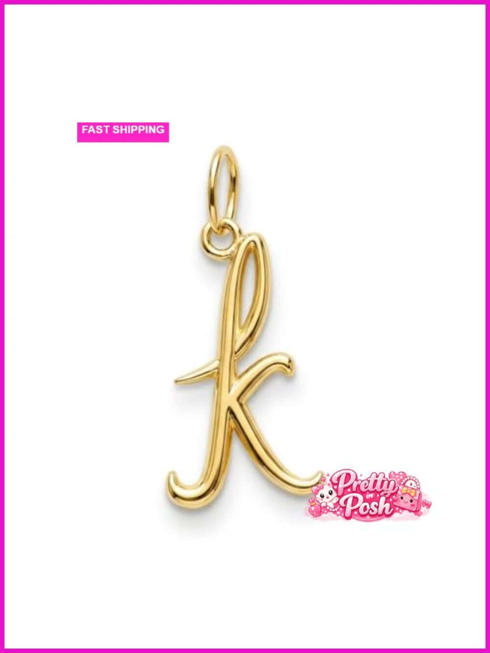 10K Gold Small Initial Letter Pendant Charm - A-Z Monogram Necklace